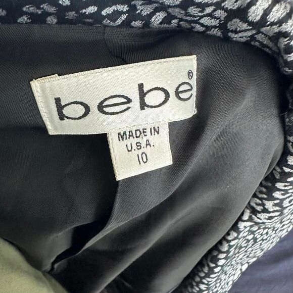 Vintage bebe Silver Metallic Leopard Animal Print Coat Lined Pockets USA Size 10 - Picture 10 of 10